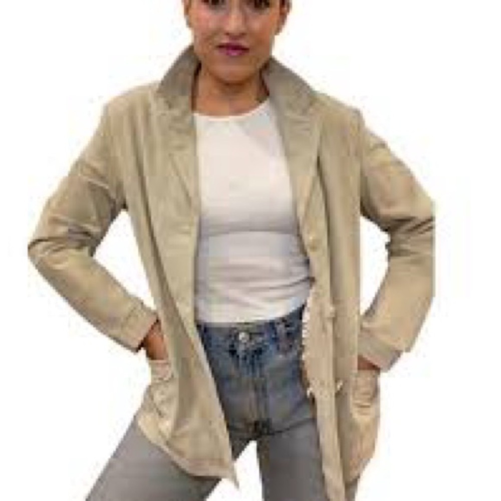 Women’s Khaki Tan Utility Blazer Jacket Size 2 | Button Front
